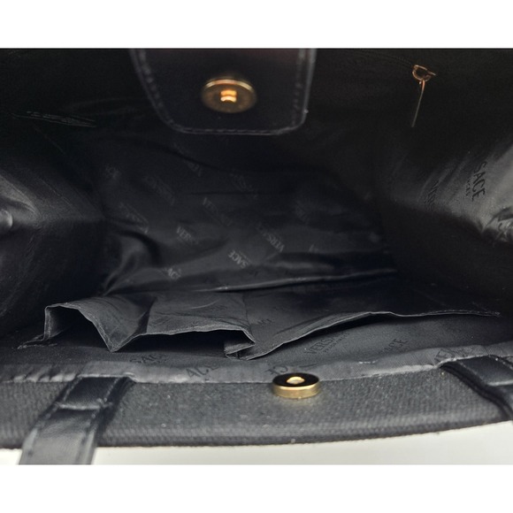 Versace Fragrances Canvas Bag Black Gold Travel Purse Handbag Shoulder Tote - Picture 9 of 10